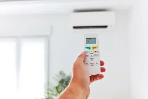 A Person Holds AC Remote Control | Ductless Installation College Station
