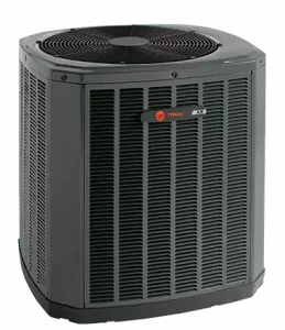 A trane air conditioner is shown with the word " trane " on it.