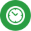A green circle with an image of a clock